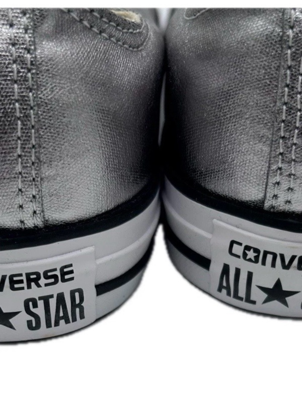 Converse Metallic Silver Low Top Sneakers with Cream Insole - Picture 3 of 11